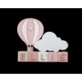 Personalised Block Set - Hot air balloon- Pink